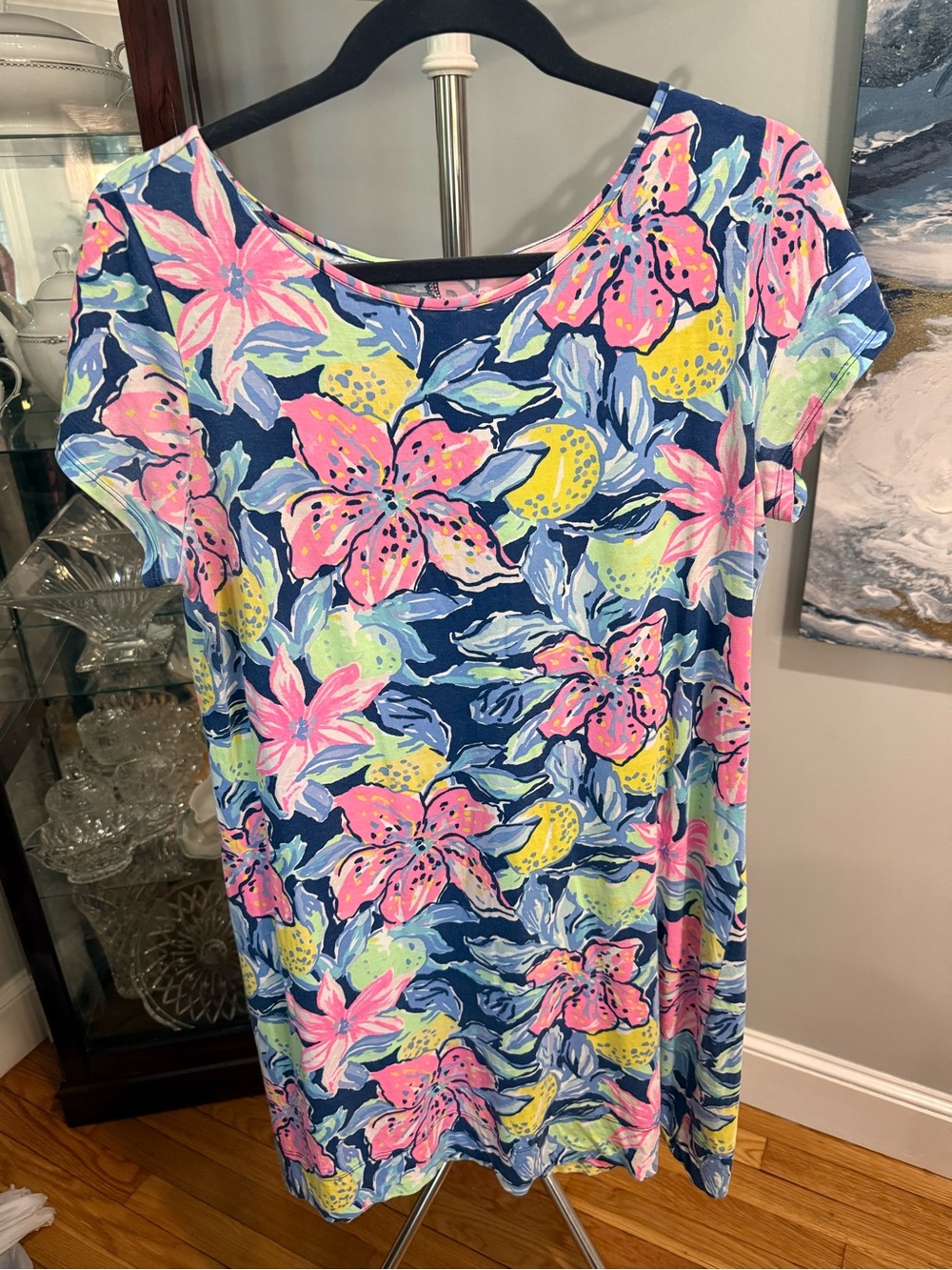 Lilly Pulitzer Navy Dress with Pink, Yellow & Mint Floral Print